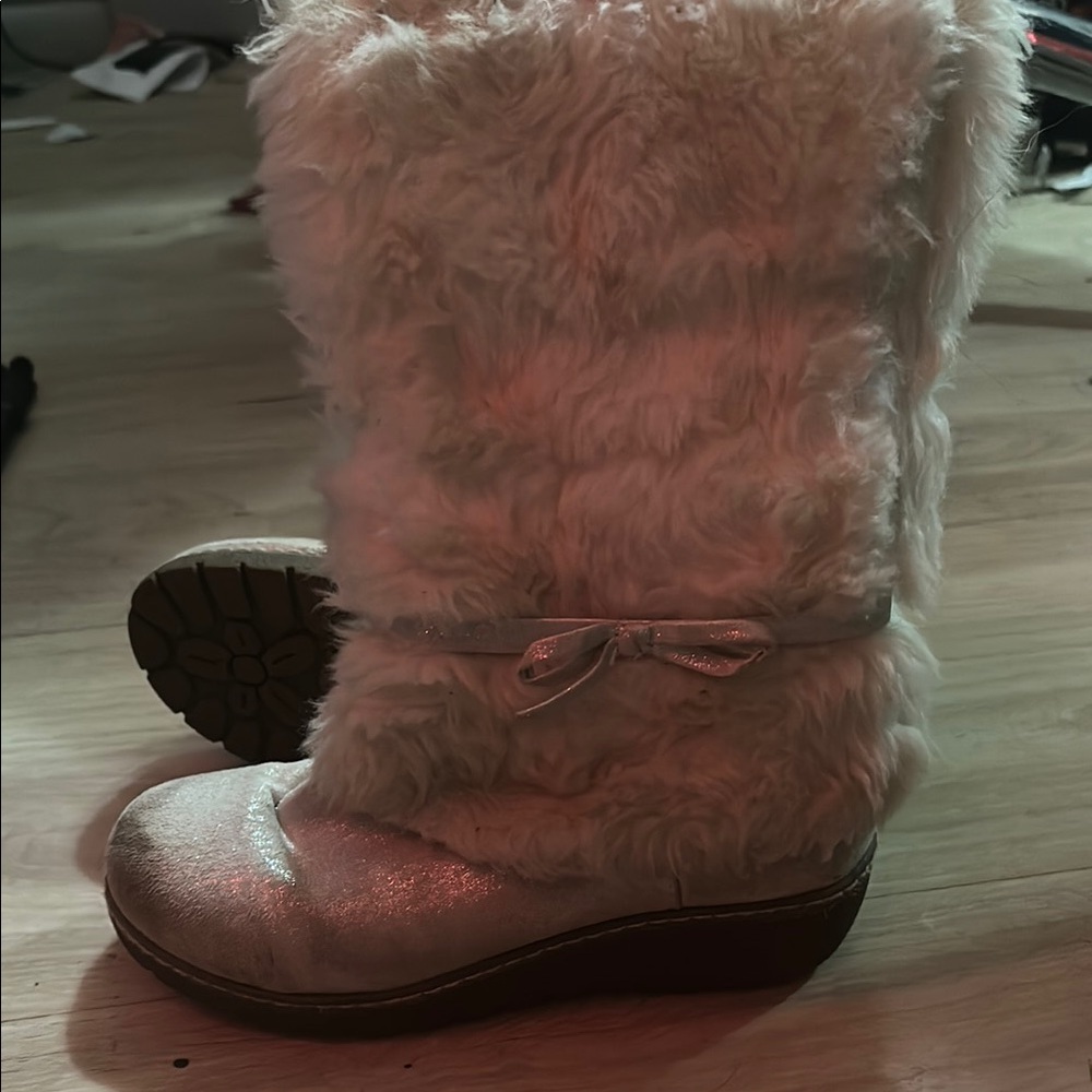 Faux Fur Winter Boots with Bow